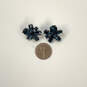 Designer J. Crew Blue Flower Crystal Cut Stone Pierced Stud Earrings image number 4