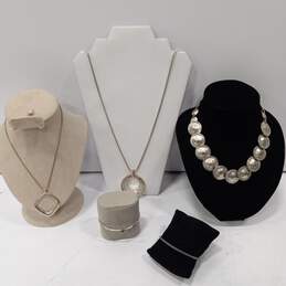 Bundle of Assorted Silver Tones Costume Jewelry