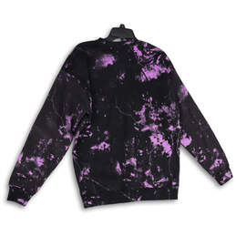 NWT Mens Purple Black Tie Dye Crew Neck Pullover Sweatshirt Size Medium alternative image