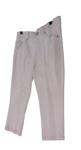 Womens White Light Wash 5 Pocket Design Capri Jeans Size 6 alternative image