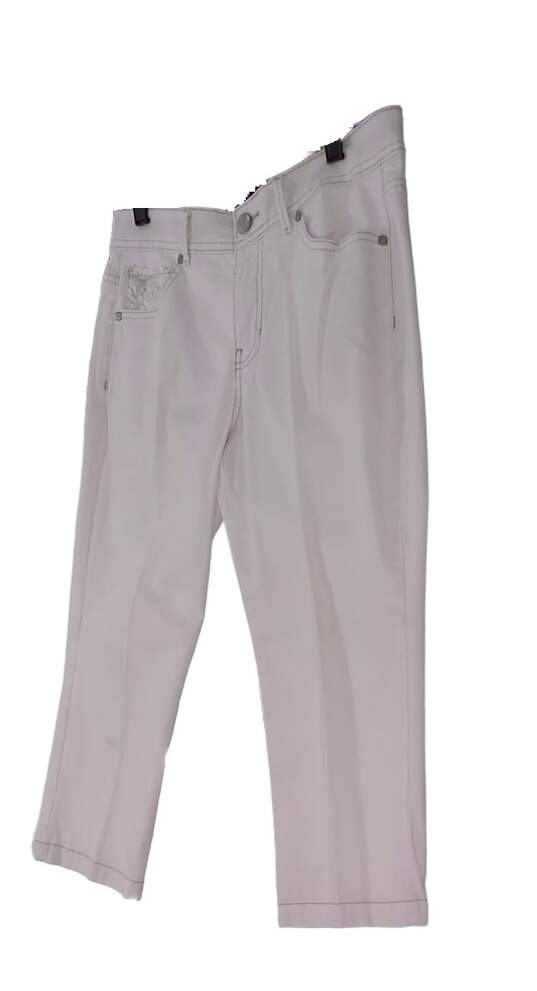 Womens White Light Wash 5 Pocket Design Capri Jeans Size 6 image number 2