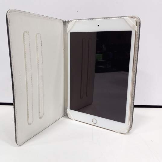 White & Gold Tone 8in Apple Ipad Tablet In Leather Case image number 1