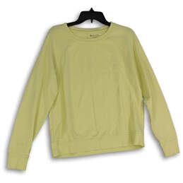 Womens Yellow Crew Neck Long Sleeve Pullover Sweatshirt Size Medium