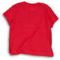 Womens Red Short Sleeve Crew Neck Side Slit Pullover Cropped T-Shirt Size S image number 2