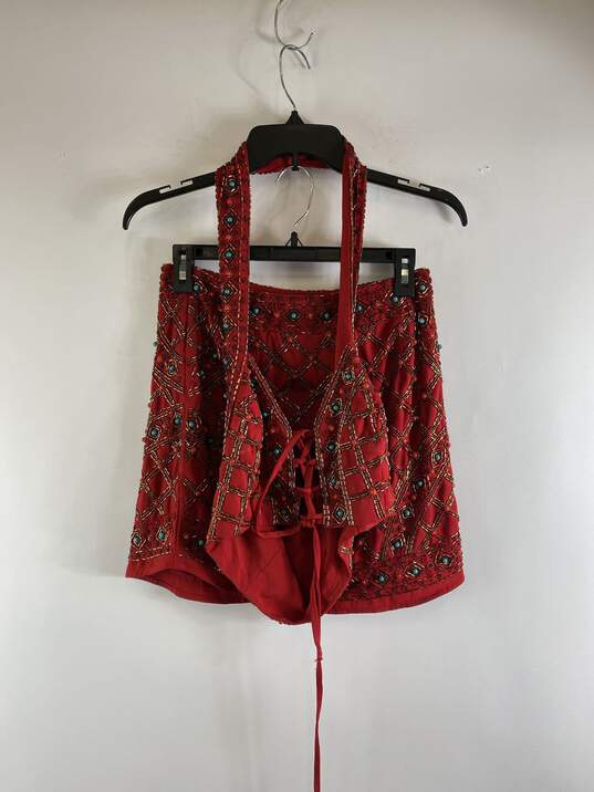 Tobi Women 2pc Red Sequin Skirt Set S/P image number 1
