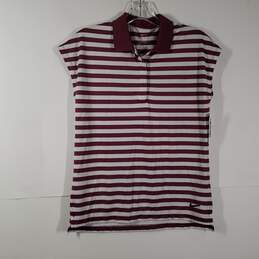 Womens Dri Fit Striped Short Sleeve Collared Polo Shirts Size Small