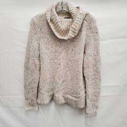 TOLBOTS WM's Multi-Colored Beige Wool & Silk Blend Turtle Neck Sweater Size M
