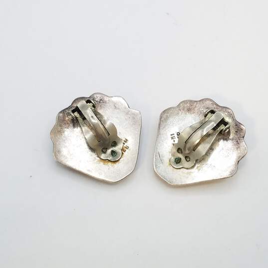 Sterling Silver TF-31 Mexico 925 Sea Shell Design Clip - On Earrings 17.8g image number 2