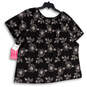 NWT Womens Black Floral Short Sleeve Round Neck Pullover Blouse Top Size 2X image number 3