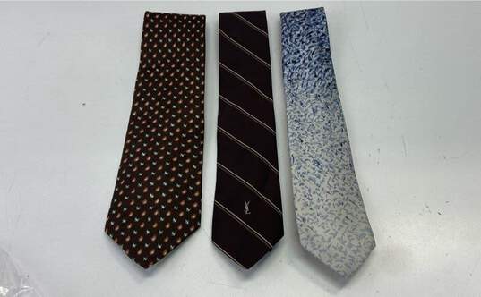 YSL DIOR Designer Vintage 80s Assorted Bundle Set of 3 Neckties Ties image number 1