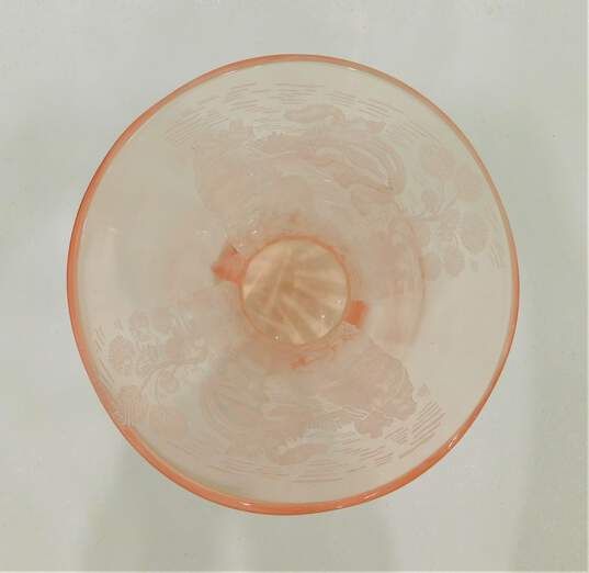 Vintage Paden City Pink Depression Glass Large 12in. Etched Vase image number 3