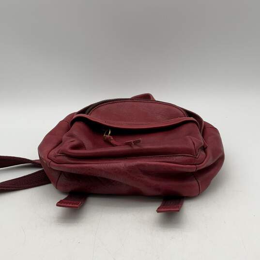 Madewell Womens Red Leather Adjustable Shoulder Strap Zipper Mini Backpack image number 4
