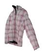 Womens White Pink Plaid Long Sleeve Full Zip Hooded Puffer Jacket Size Small image number 2