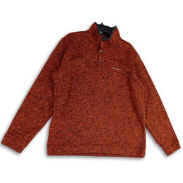 Mens Orange Long Sleeve Mock Neck Stretch Pullover Sweater Size X-Large