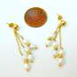 14K Yellow Gold Pearl Dangle Earrings 2.5g image number 5