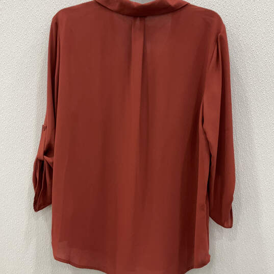 NWT Womens Red Stylish Pockets 3/4 Sleeve Collared Blouse Top Size Large image number 2