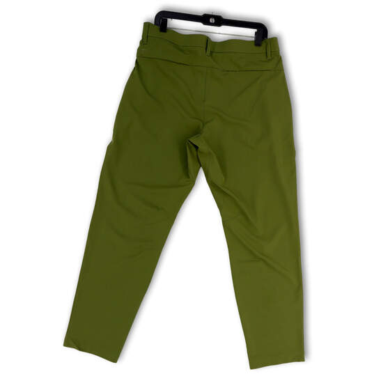 Mens Green Flat Front Slash Pocket Straight Leg Dress Pants Size 34X32 image number 2