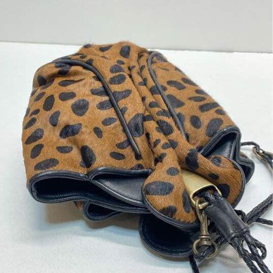 Jesslyn Blake Leather Cow Hair Leopard Print Pouch Shoulder Bag image number 6