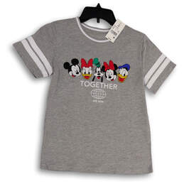 NWT Womens Gray Heather Mickey and Friends Together Graphic T-Shirt Sz XS