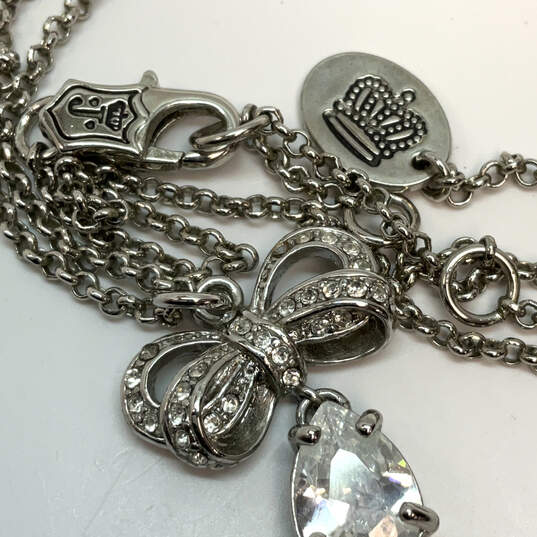 Designer Juicy Couture Silver-Tone Link Chain Bow Pendant Necklace image number 4