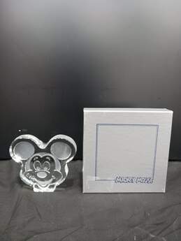 Clear/Frosted Glass Mickey Mouse Paperweight IOB