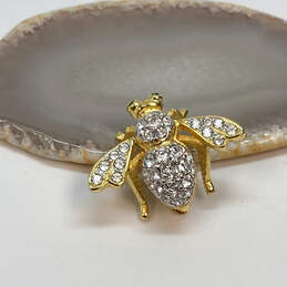 Designer Joan Rivers Gold-Tone Clear Rhinestone Bee Fashionable Brooch Pin