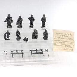 Vintage Pewter Nativity Set Mini Figurines 11 Piece
