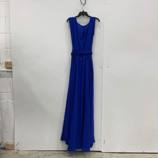 NWT Womens Blue Sleeveless Pleated Tie Waist V-Neck Maxi Dress Size 2XL image number 2