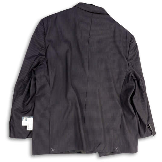 NWT Mens Black Pinstripe Notch Lapel Single Breasted Blazer Size 60R/56W image number 2