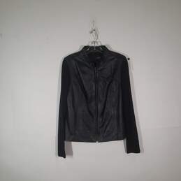 Womens Classic Leather Long Sleeve Full-Zip Motorcycle Jacket Size XL