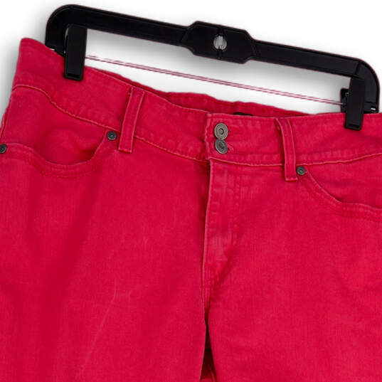 Womens Pink Denim Medium Wash Pockets Straight Leg Capri Jeans Size 14 image number 3