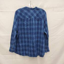 NWT Lucky Brand WM's Blue Plaid Ruffle Cotton Blend Button Shirt Size XL alternative image