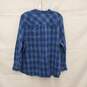 NWT Lucky Brand WM's Blue Plaid Ruffle Cotton Blend Button Shirt Size XL image number 2