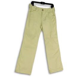 Womens Ivory Flat Front Pockets Straight Leg Casual Chino Pants Size 8