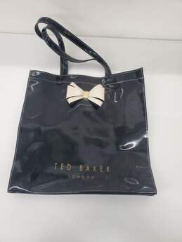 Ted Baker Black With Black/Pink Bow Icon Tote Bag 14" Tall x 14.5" Used