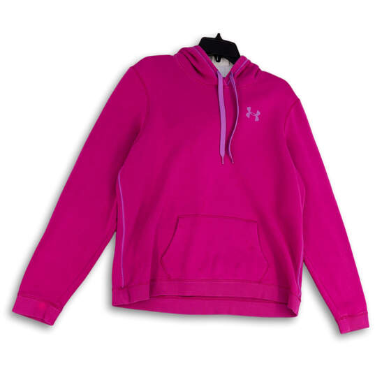 Womens Pink Long Sleeve Kangaroo Pocket Drawstring Pullover Hoodie Size XL image number 1