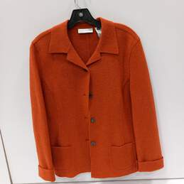 Valerie Stevens Orange Woolmark Blend 3-Button Blazer Size 8