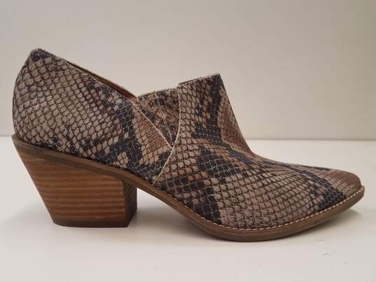 Lucky Brand Tresee Leather Snakeskin Print Ankle Heel Boots Shoes Size 9.5 M image number 3