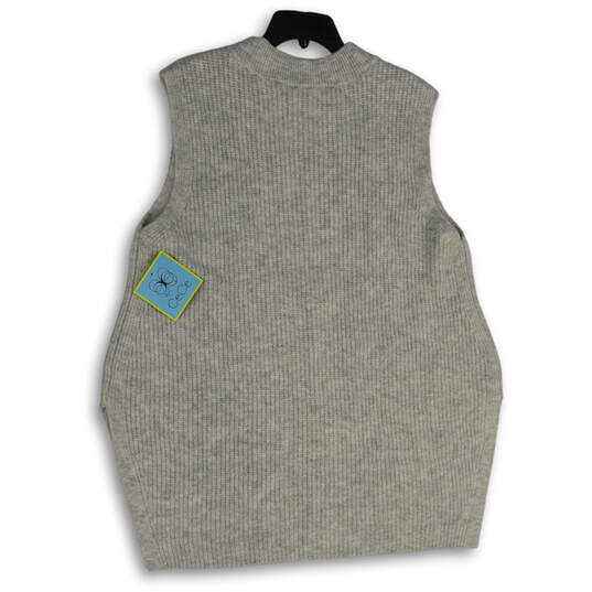 NWT Womens Gray Knitted Crew Neck Side Slit Pullover Sweater Vest Size XL image number 2