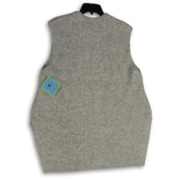 NWT Womens Gray Knitted Crew Neck Side Slit Pullover Sweater Vest Size XL alternative image