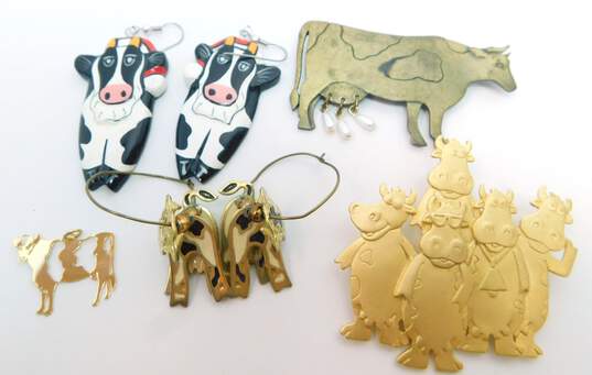 Variety Vintage & Contemporary Cow & Pig Farm Barn Animal Earrings Pendants & Brooches 150.5g image number 4
