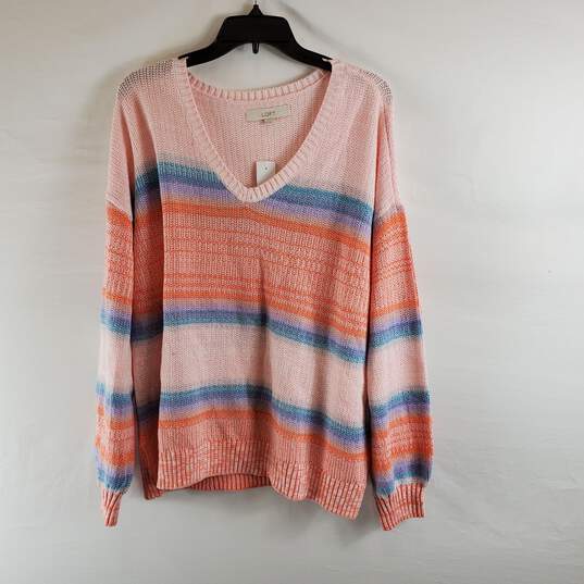 Loft Women Color Block Sweater XL NWT image number 1