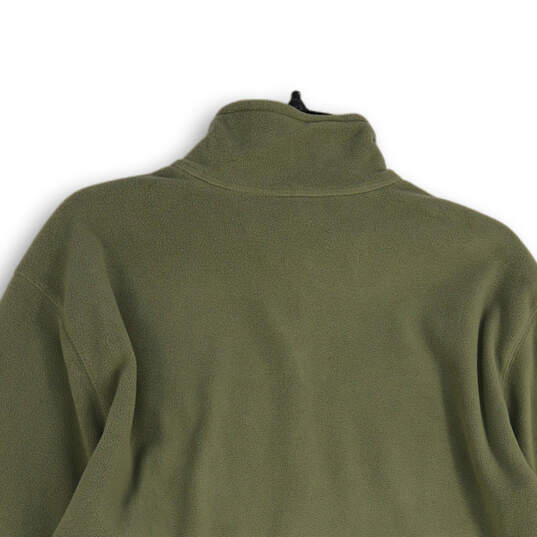 Mens Green Fleece Long Sleeve 1/4 Zip Mock Neck Pullover Jacket Size L image number 4