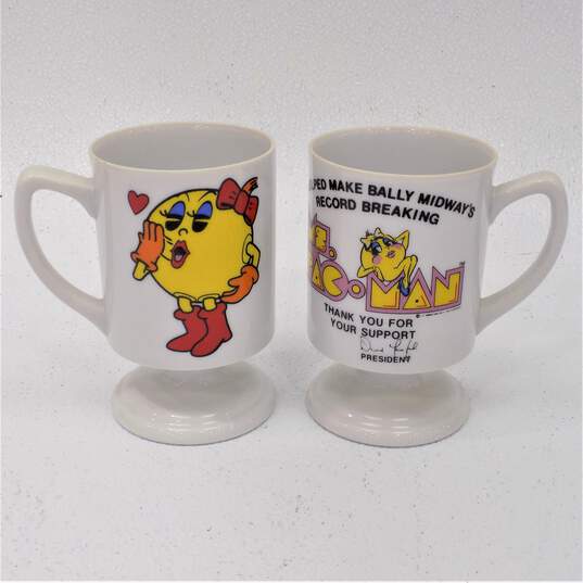 VNTG Ms. Pac-Man Bally Midway Employee Thank You Glass Pedestal Mug Cup image number 1