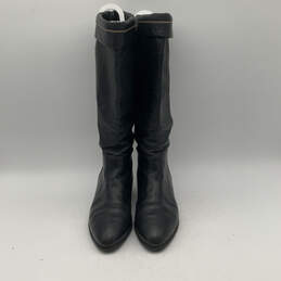 Womens Black Leather High Block Heels Mid Calf Riding Boots Size EUR 40.5 alternative image