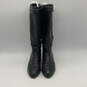 Womens Black Leather High Block Heels Mid Calf Riding Boots Size EUR 40.5 image number 2