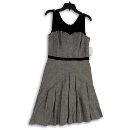 NWT Womens Black Gray Sleeveless Round Neck Back Zip A-Line Dress Size 10
