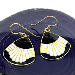 Designer Laurel Burch Gold-Tone Waterfall Sienna Enamel Dangle Earrings