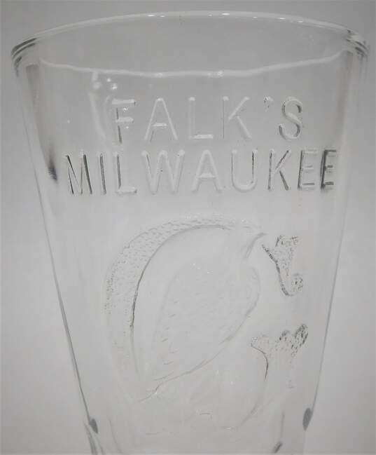 Falk's Milwaukee Falcon Embossed Beer Toast Glass IOB image number 2