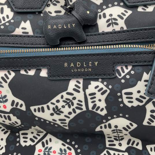Radley London Womens Black White Adjustable Strap Multi Pockets Backpack image number 4